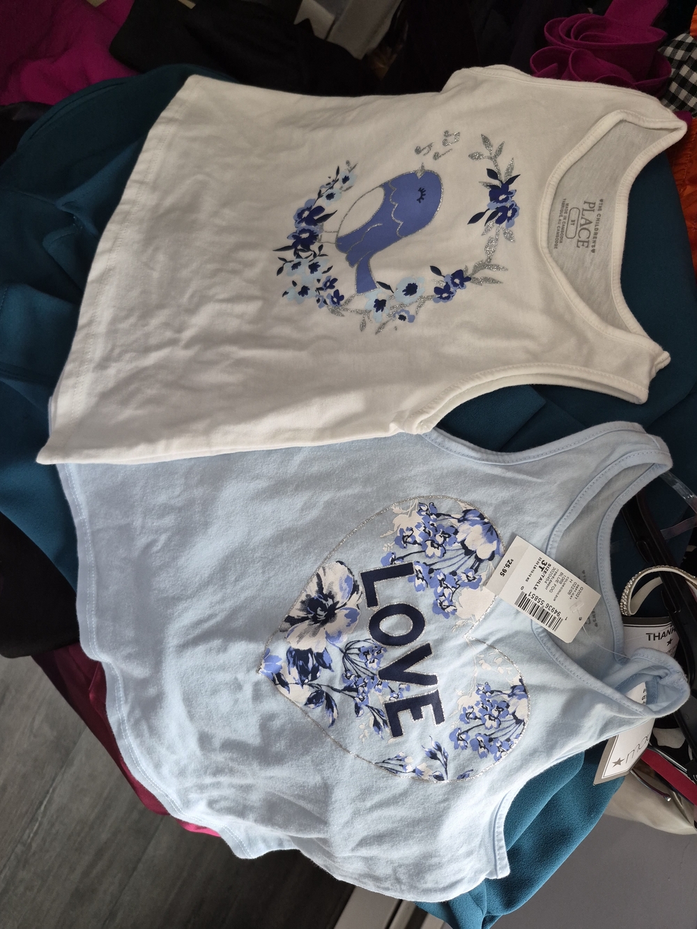 Children's Blue & White Floral Graphic Tank Tops - The Children's Place